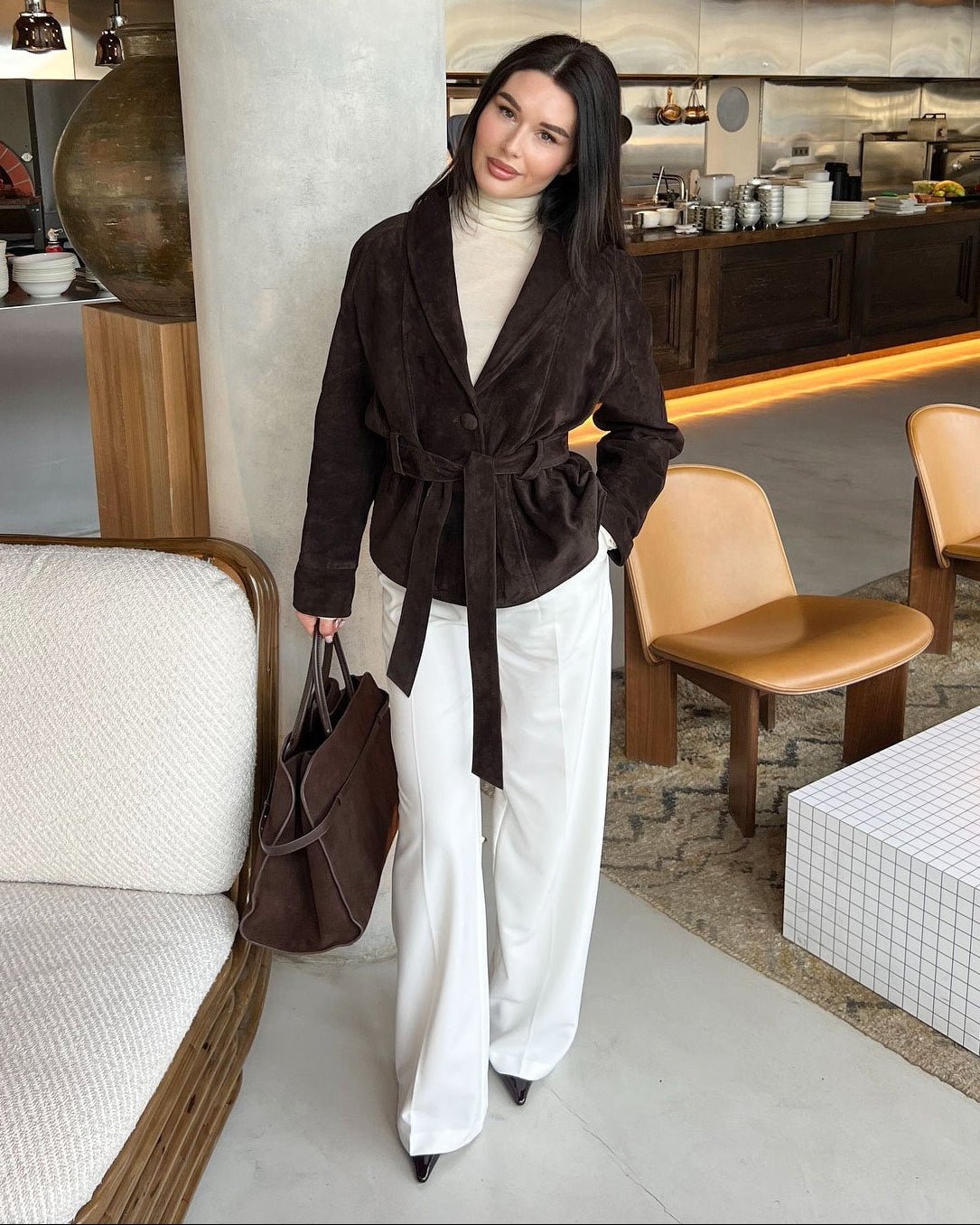 Trench coat in suede con cintura Annie