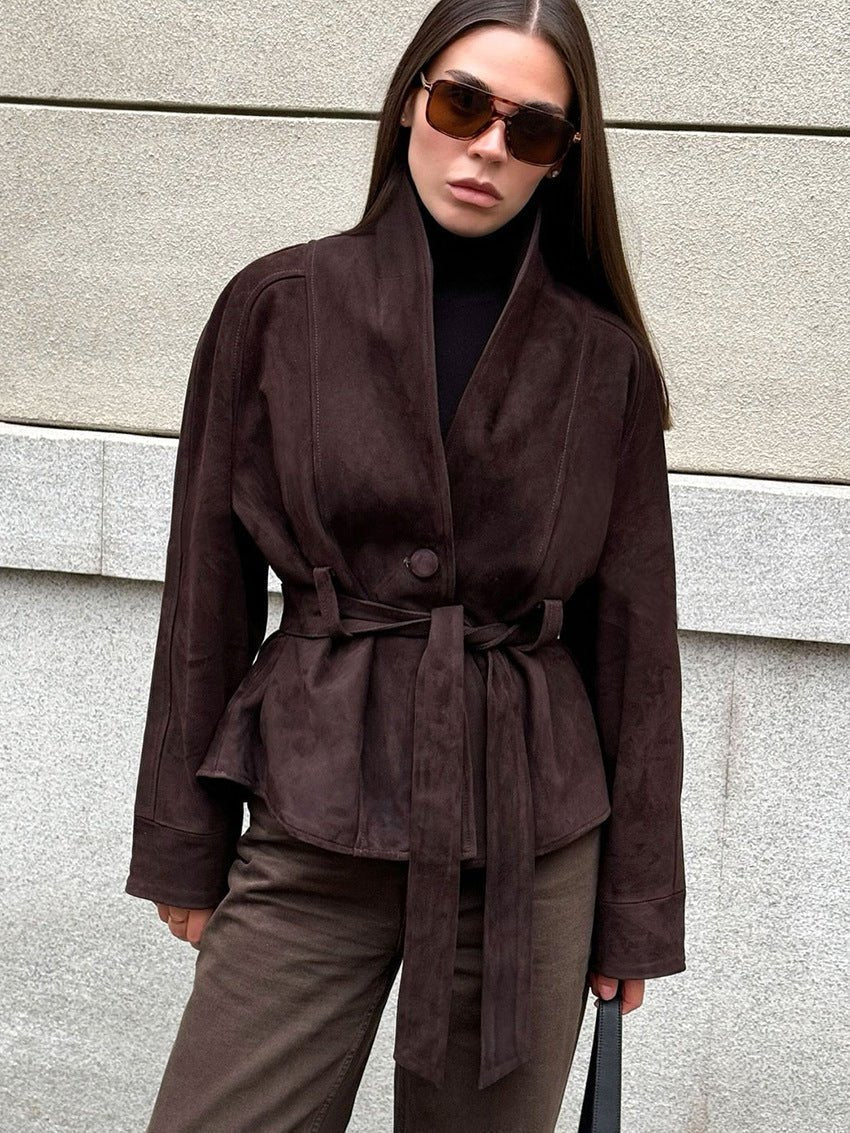 Trench coat in suede con cintura Annie