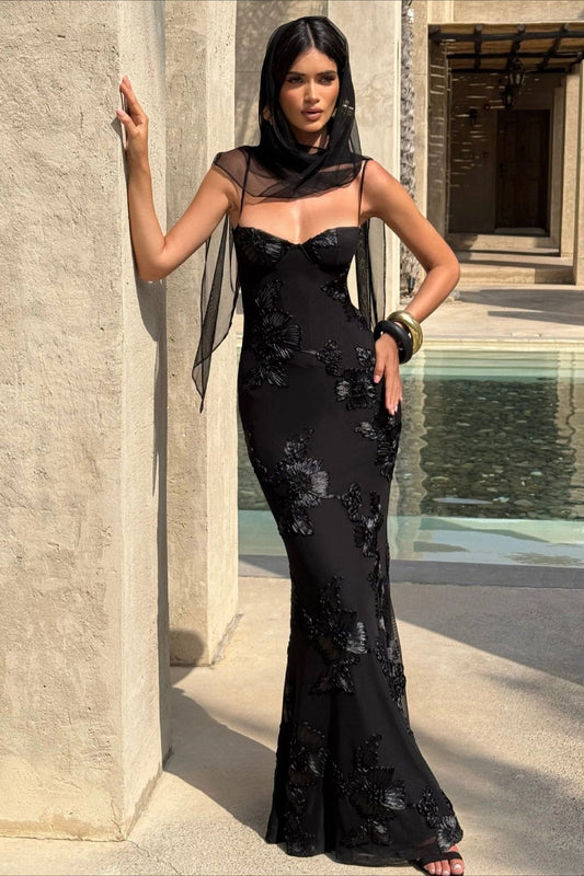 Scarlett Applikations-Abendkleid mit Rückenschnürung