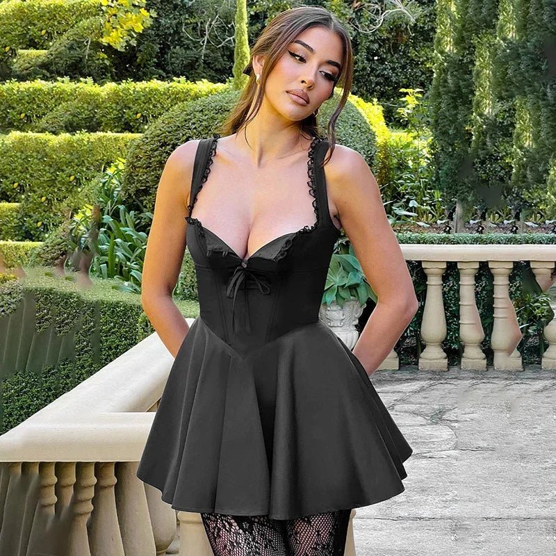 Beatrice Retro-Tiefauschnitt-Minikleid