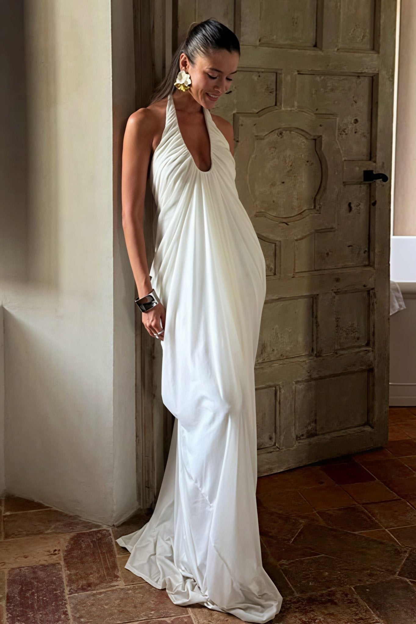 Abito maxi Celia in tulle con ruches