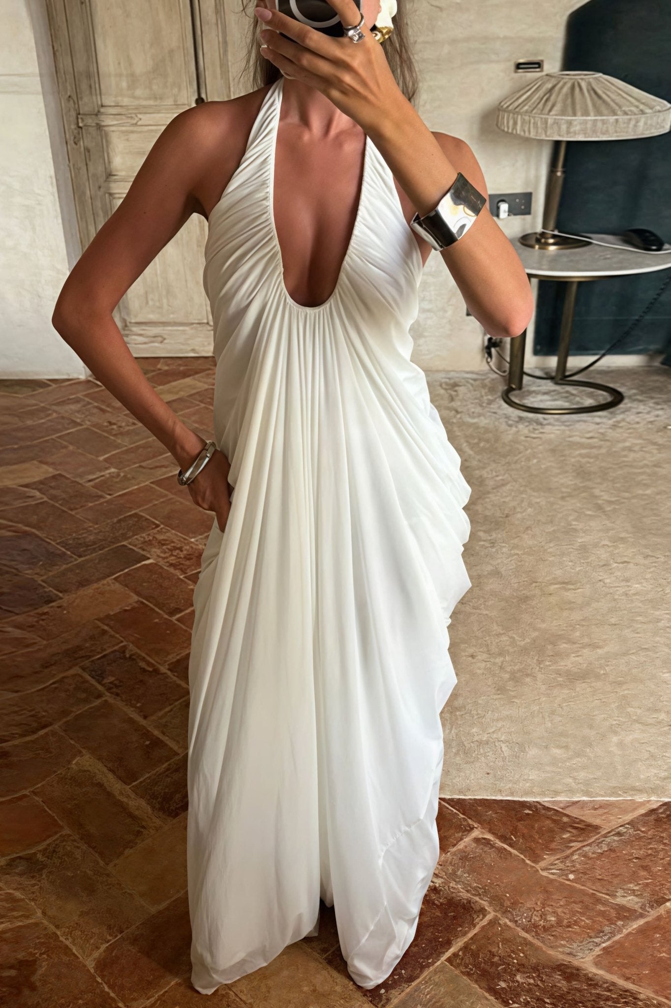 Abito maxi Celia in tulle con ruches