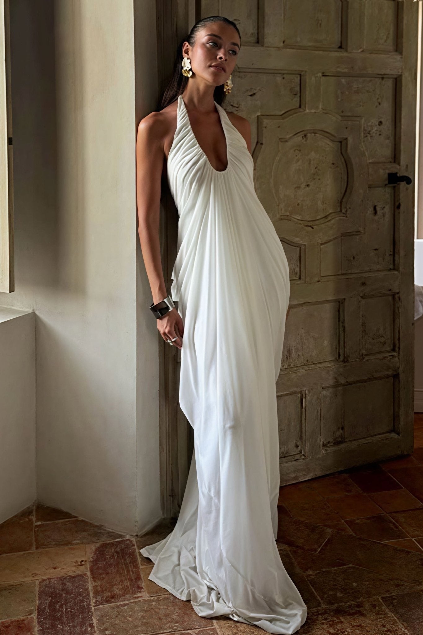 Abito maxi Celia in tulle con ruches