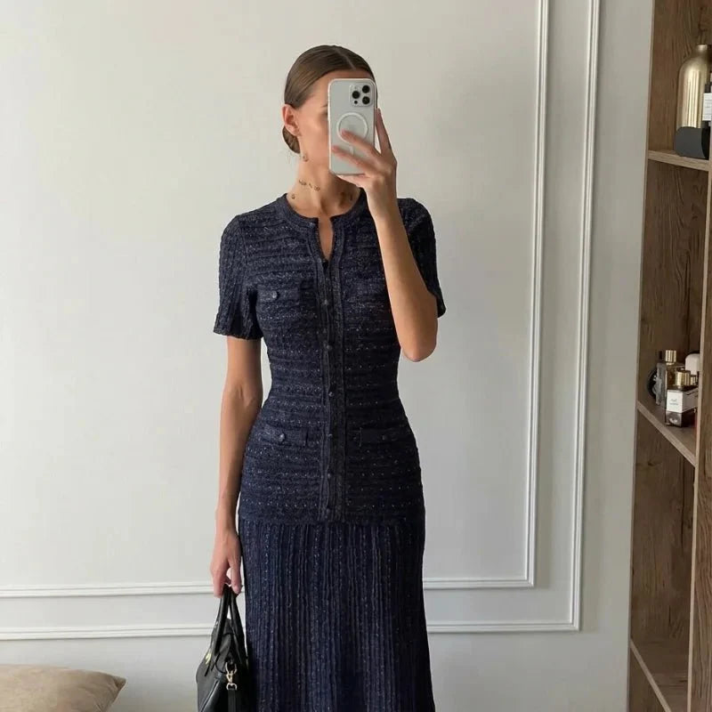 Sadie Sequin Strick-Maxikleid