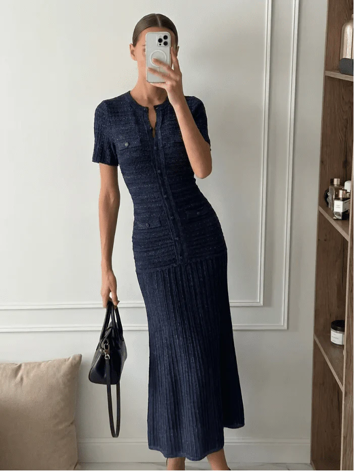 Sadie Sequin Strick-Maxikleid