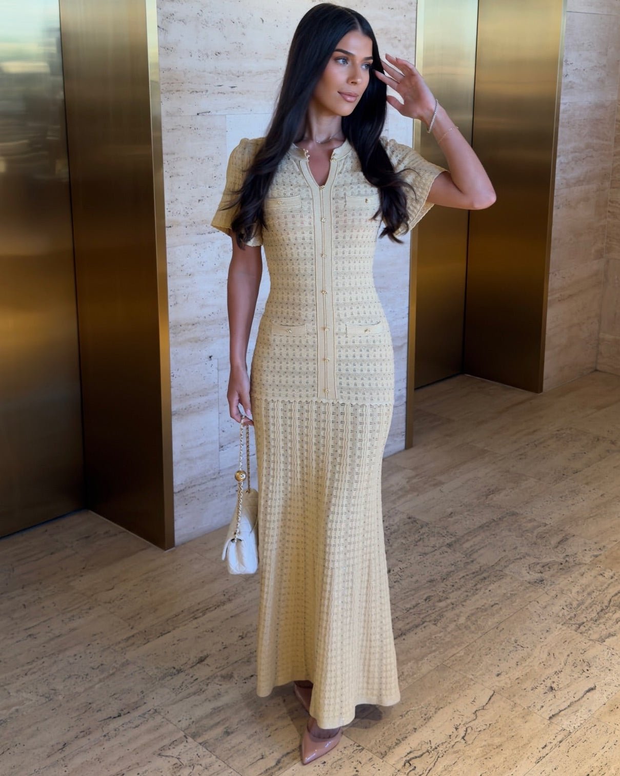 Sadie Sequin Strick-Maxikleid