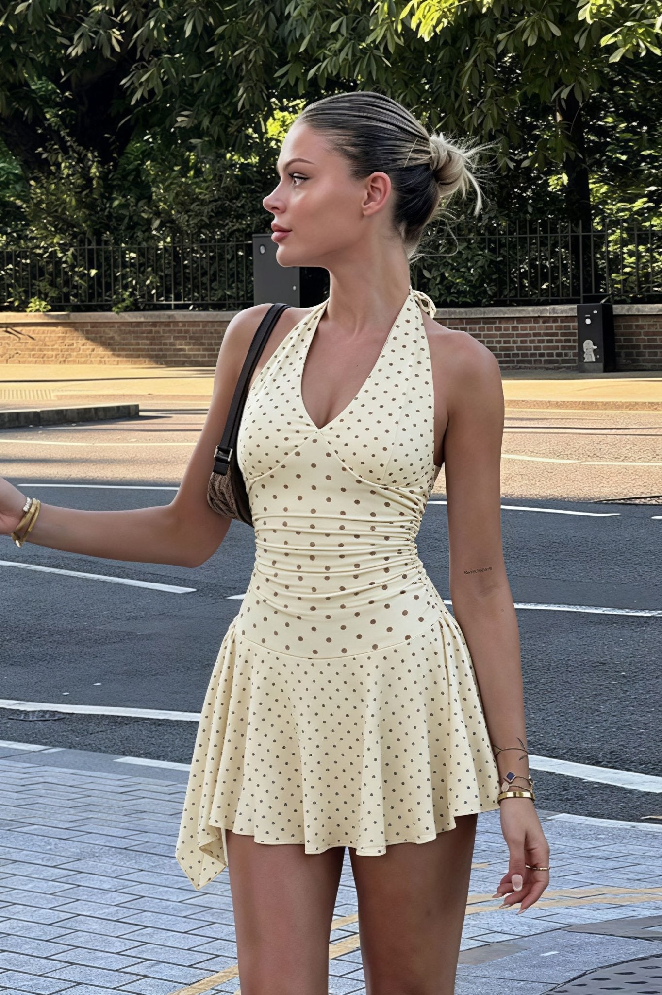 Natalia Polka-Dot Halterneck Minikleid