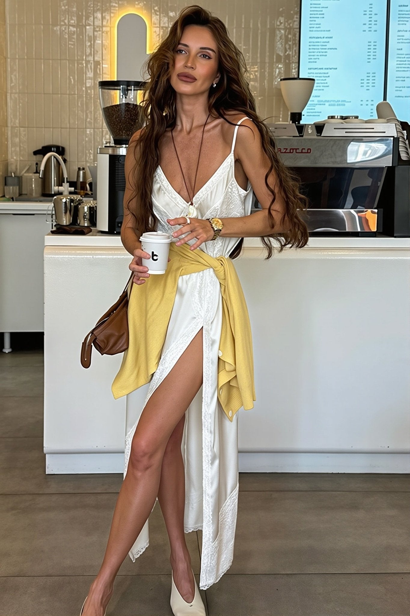 Annie Asymmetrisches Spitzen-Seiden-Midikleid