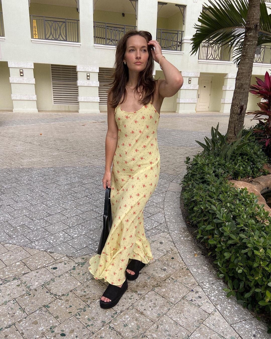 Robe florale évasée à volants Hermione