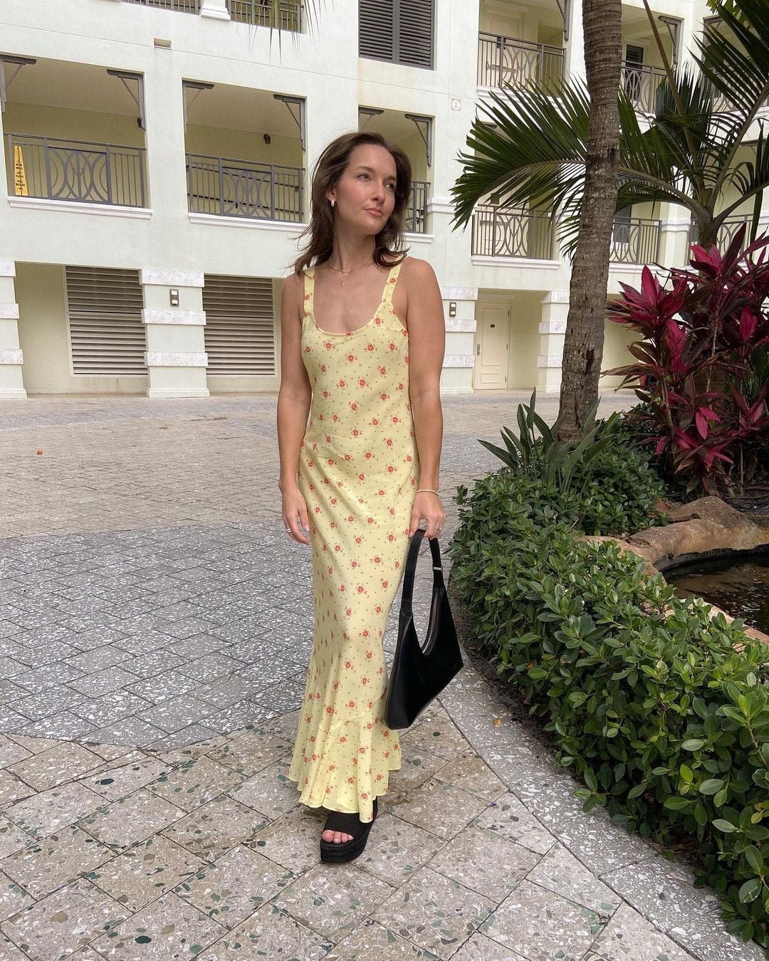 Robe florale évasée à volants Hermione