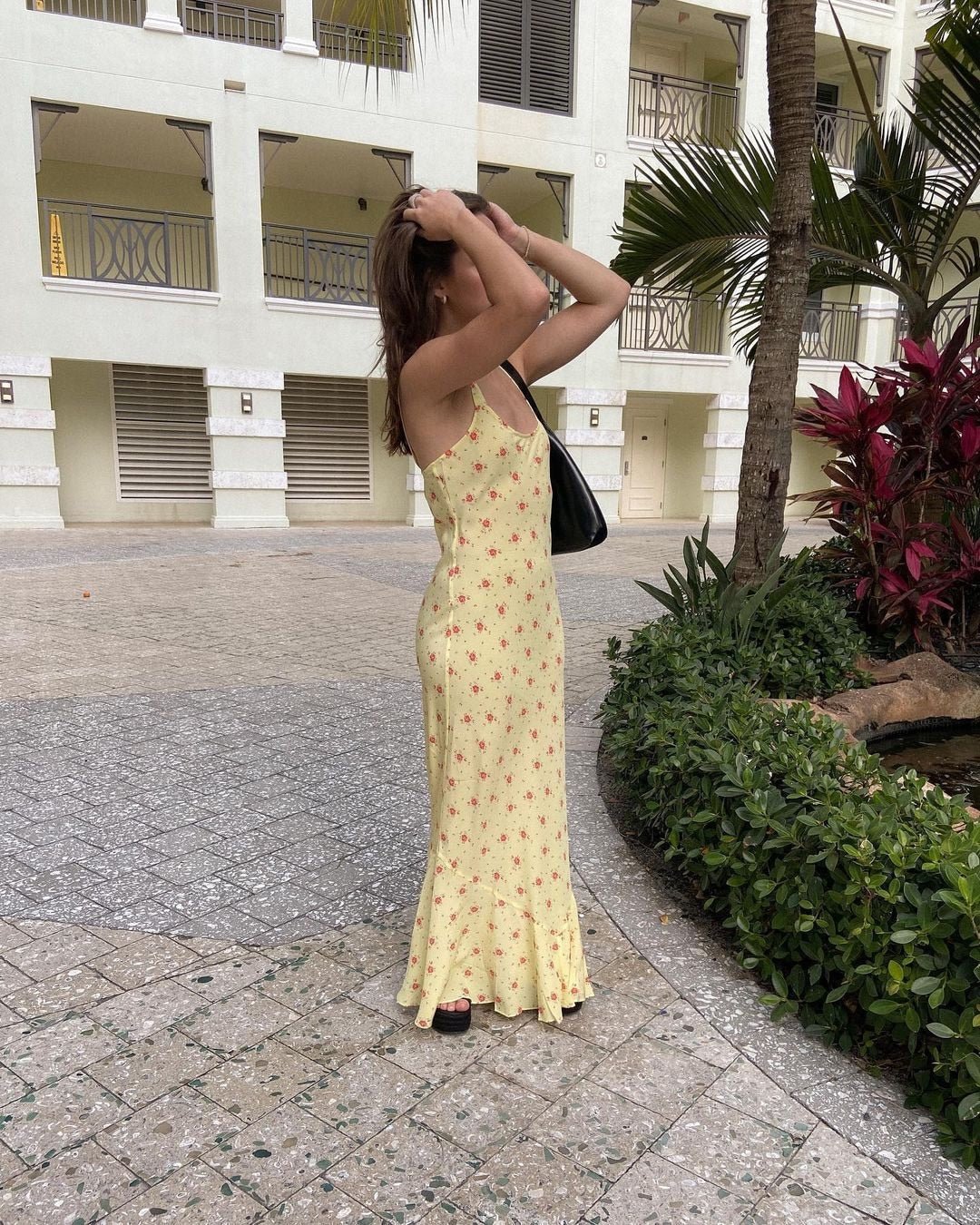 Robe florale évasée à volants Hermione