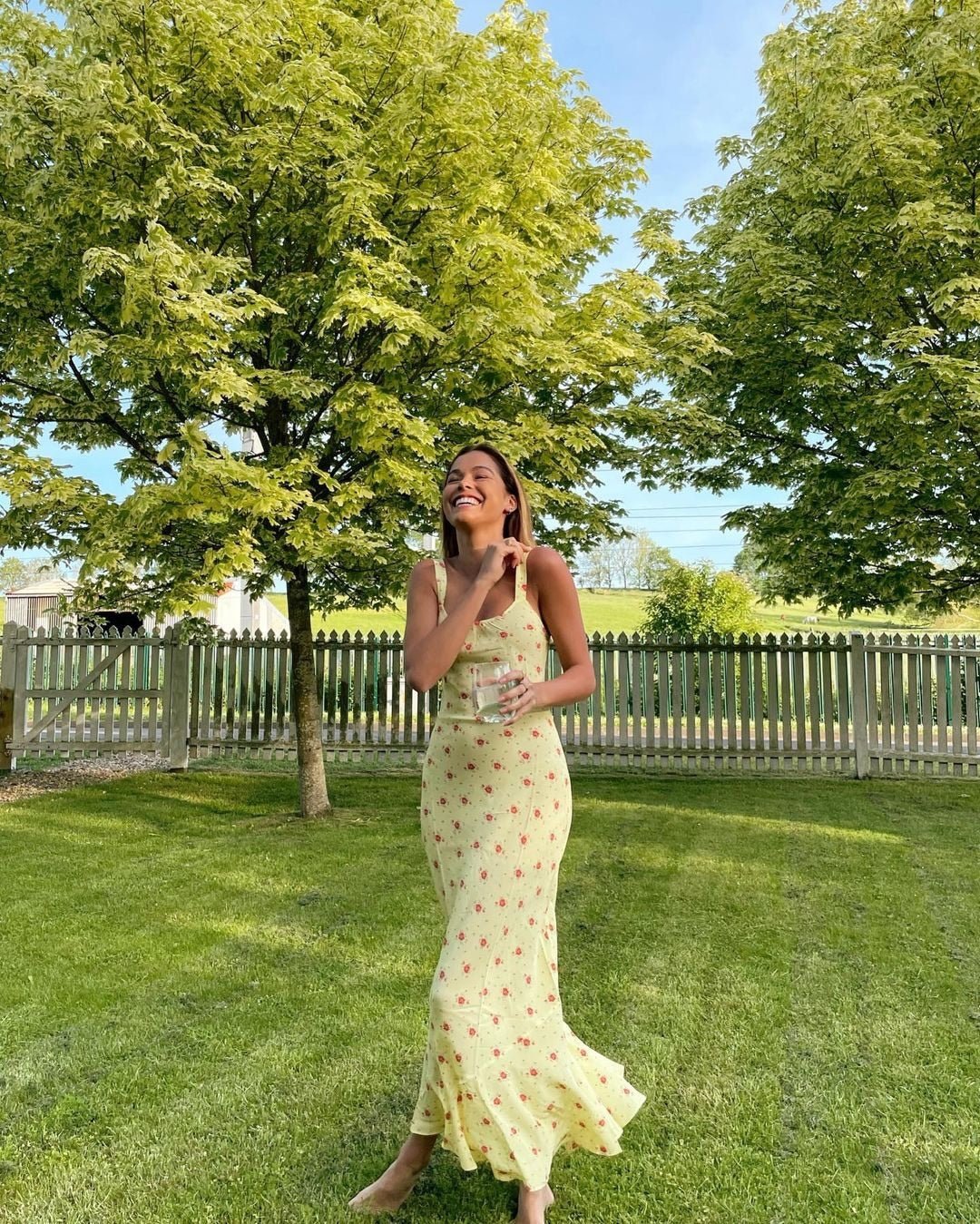 Robe florale évasée à volants Hermione