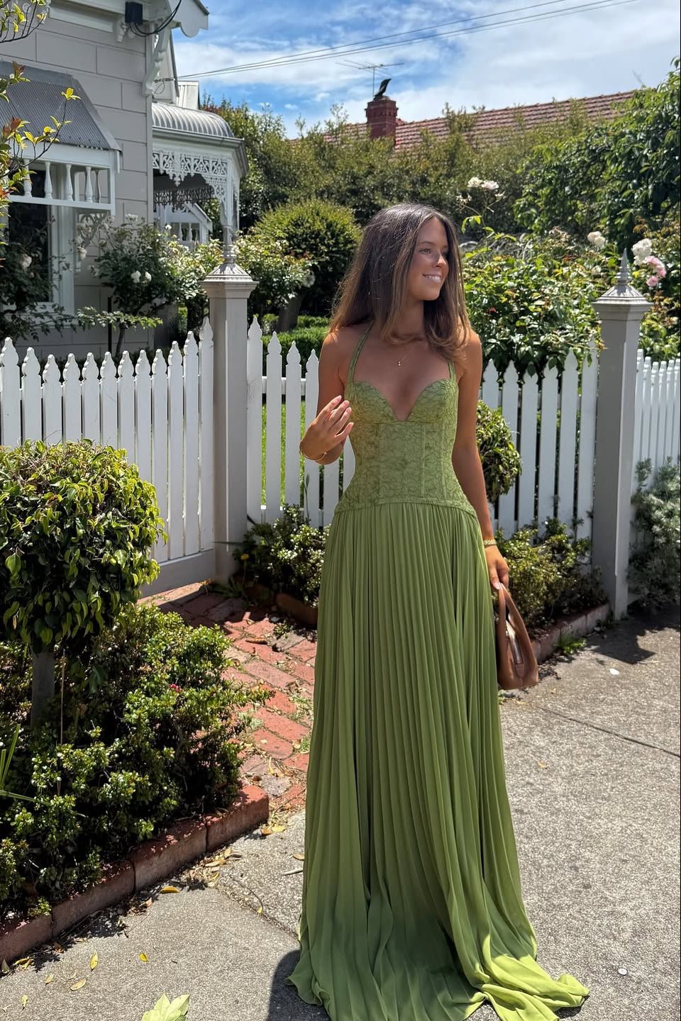 Miranda Plissiertes Korsett Maxikleid