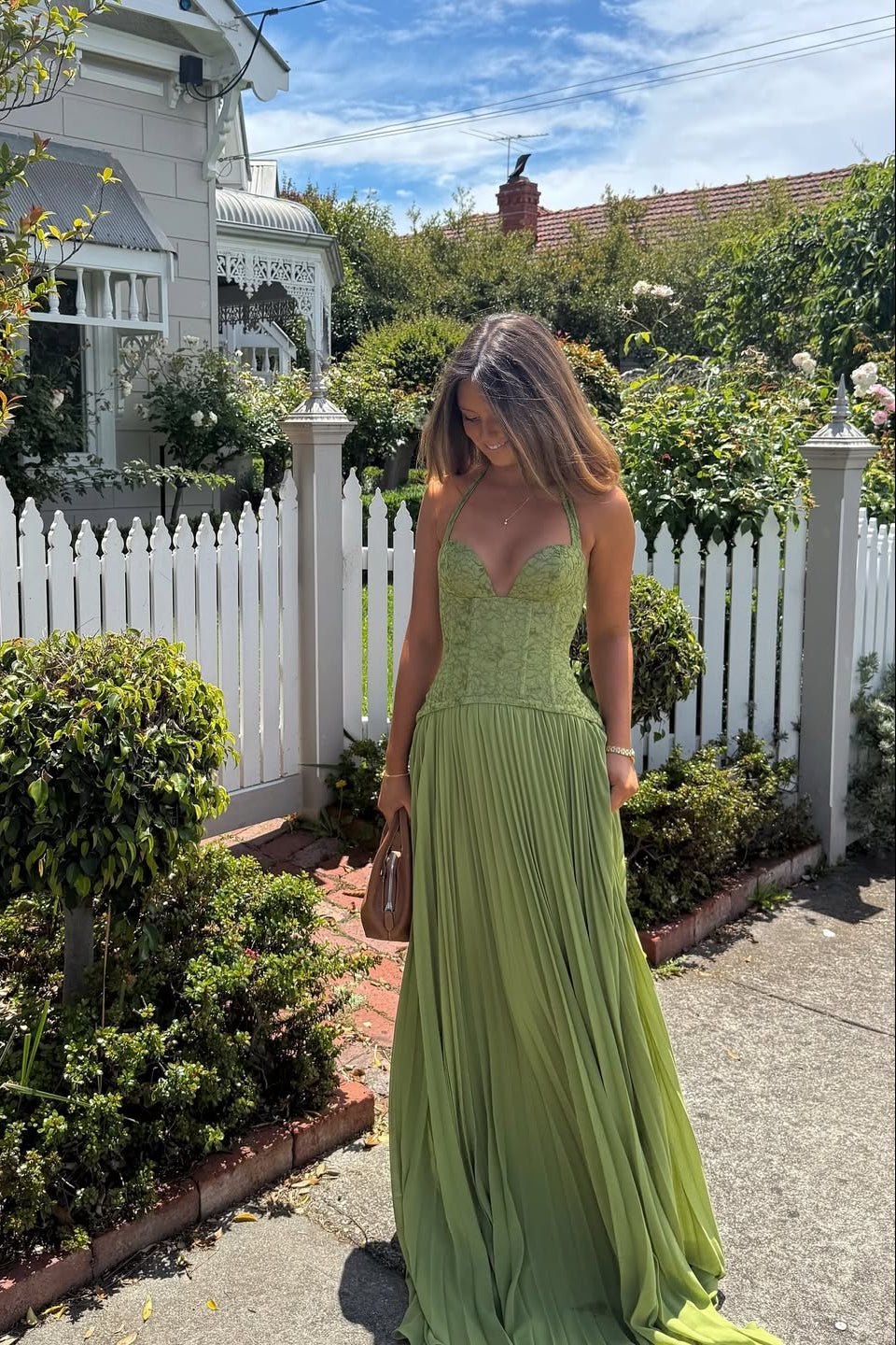 Miranda Plissiertes Korsett Maxikleid