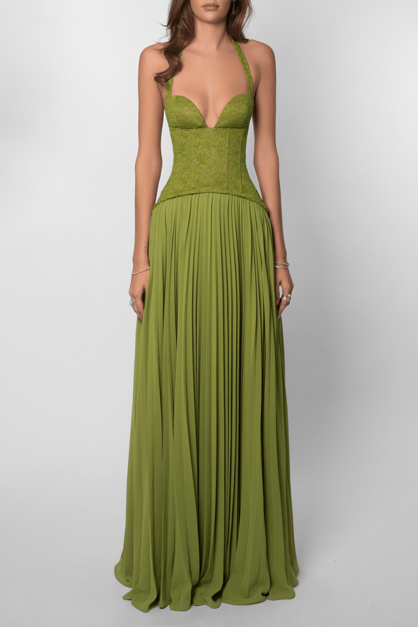 Miranda Plissiertes Korsett Maxikleid