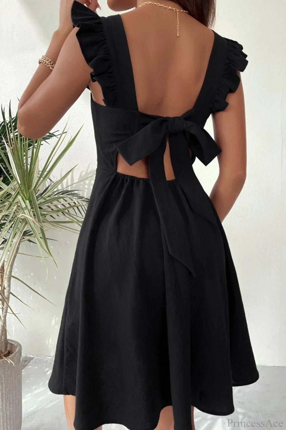 Mary Mini‑Kleid mit Rüschen und Bindeband am Rücken