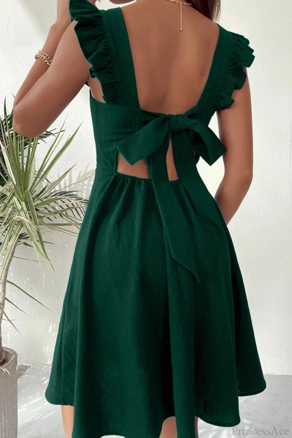 Mary Mini‑Kleid mit Rüschen und Bindeband am Rücken