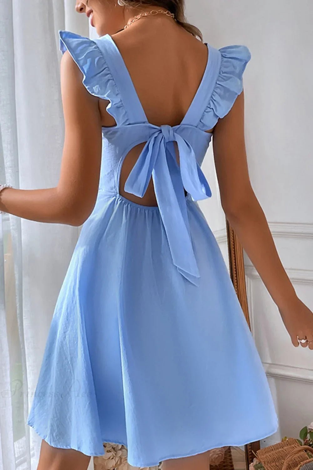 Mary Mini‑Kleid mit Rüschen und Bindeband am Rücken