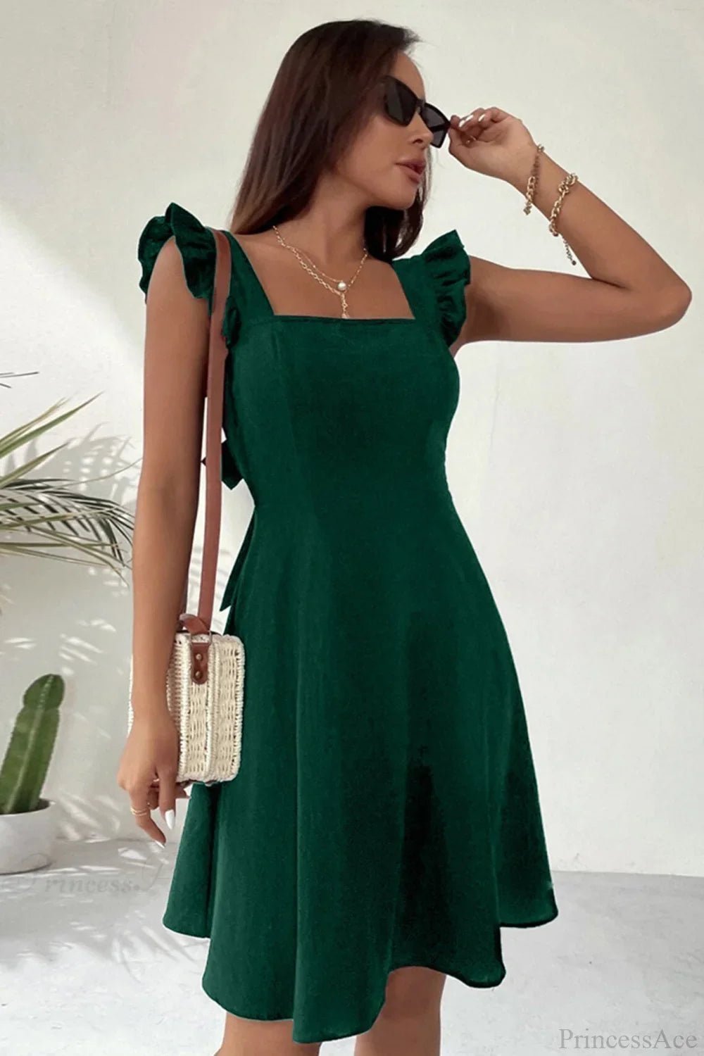 Mary Mini‑Kleid mit Rüschen und Bindeband am Rücken