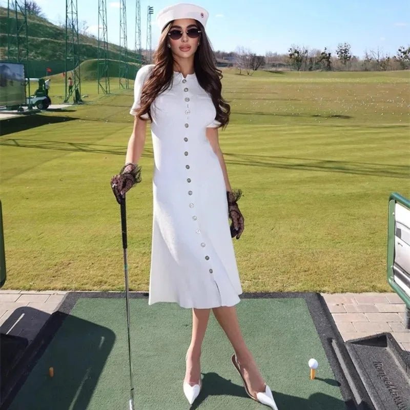Yara abito in maglia a coste con bottoni sul davanti