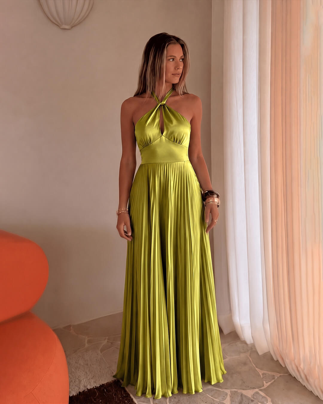 Melissa Halter Pleated Maxi Dress