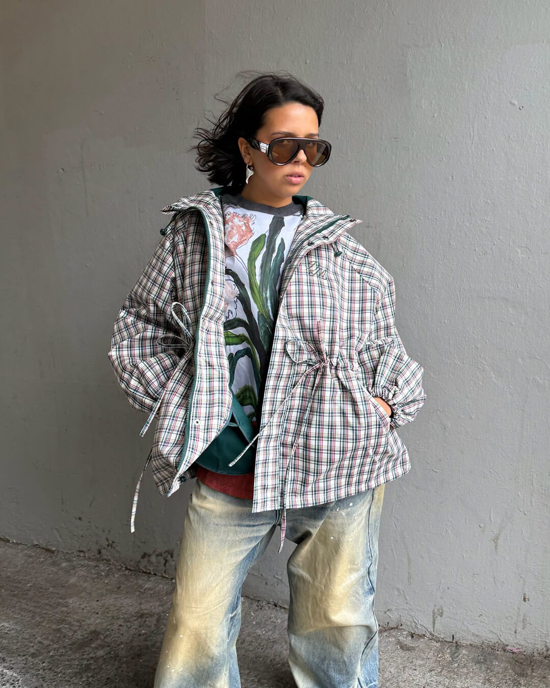 Gina Retro Karierte Kapuzenjacke