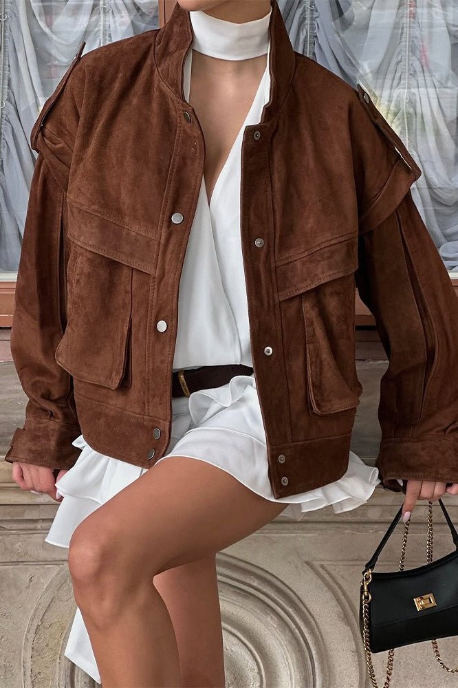 Veste en daim à épaules larges Esther