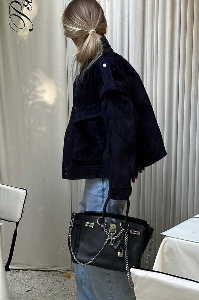 Veste en daim à épaules larges Esther