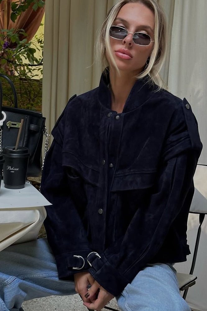 Veste en daim à épaules larges Esther