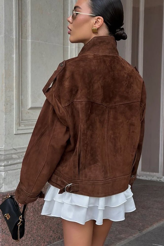 Veste en daim à épaules larges Esther