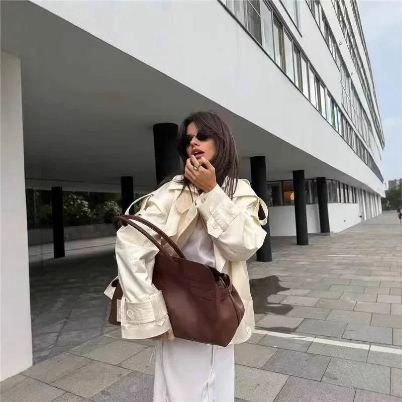 Linda Retro Windbreaker mit doppelter Knopfleiste