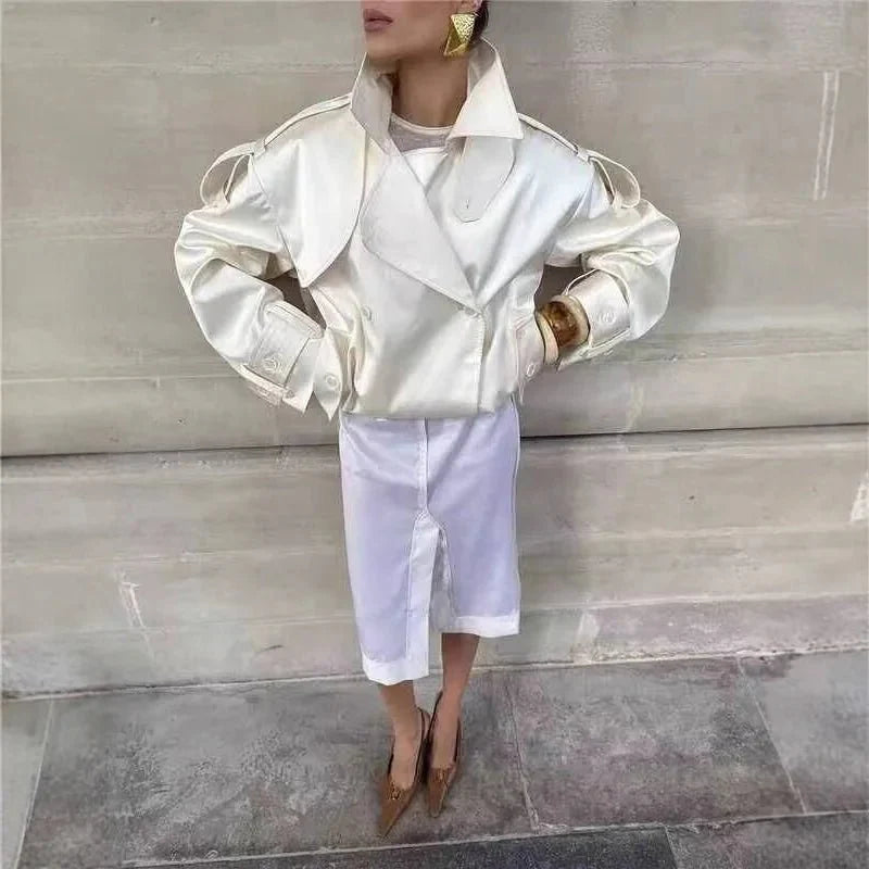 Linda Retro Windbreaker mit doppelter Knopfleiste