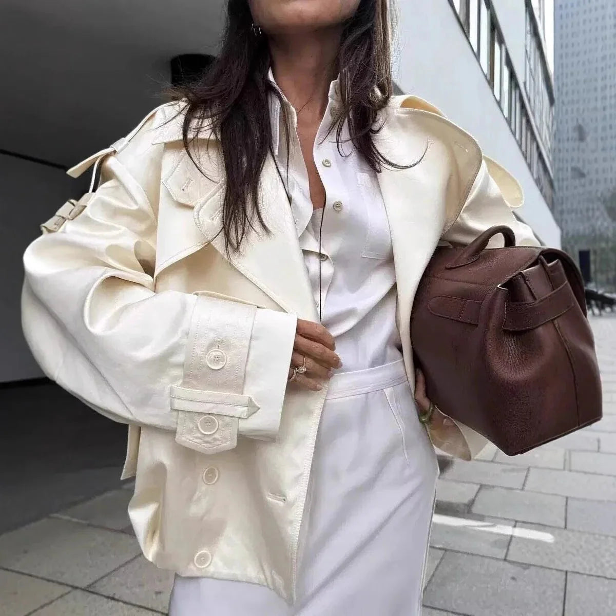 Linda Retro Windbreaker mit doppelter Knopfleiste