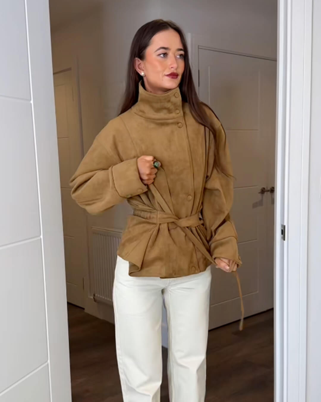 Giacca in suede Rebecca con lacci