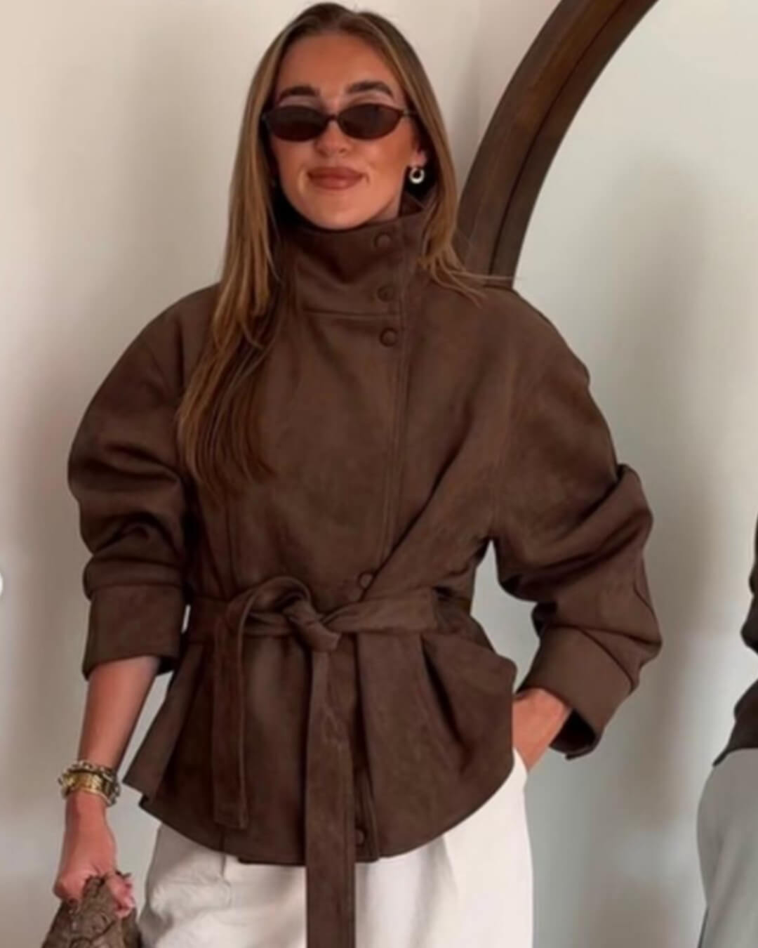 Giacca in suede Rebecca con lacci