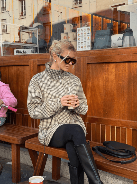 Sarah Vintage Karo-Jacke mit Taillenzug