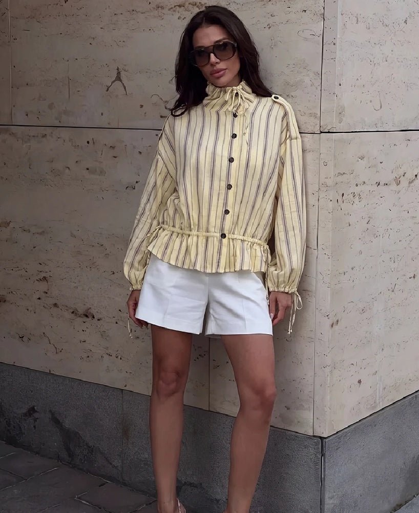 Giacca Melanie a righe con collo alla coreana