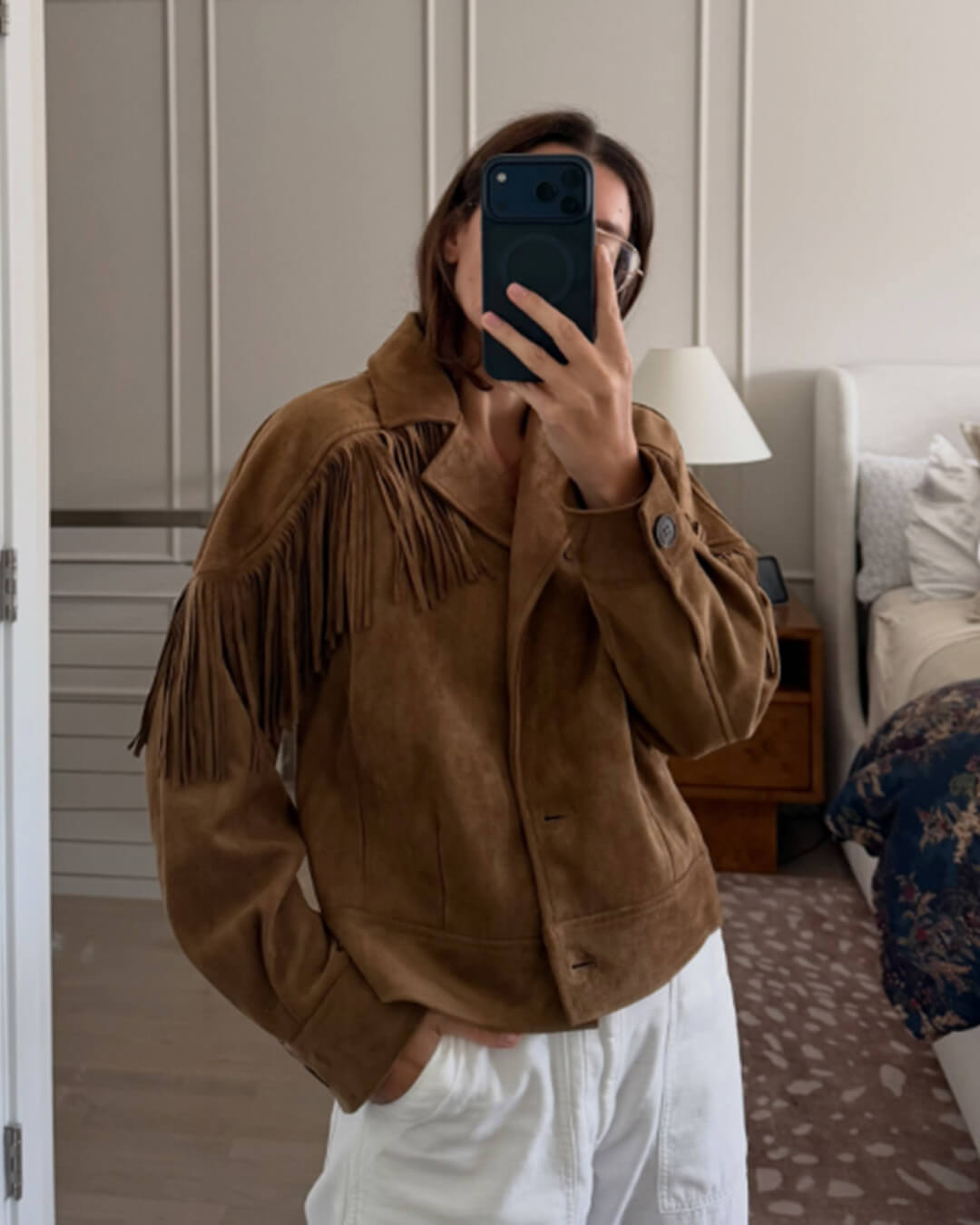 Julie Kunst-Wildleder Fransen Westernjacke