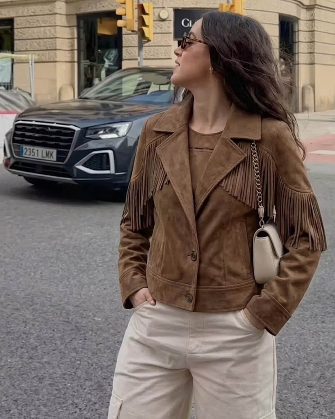 Julie Kunst-Wildleder Fransen Westernjacke