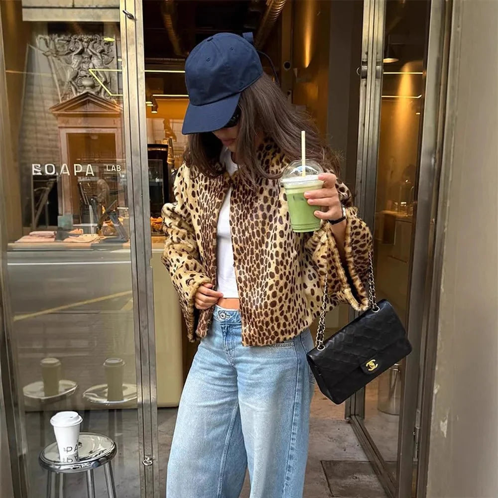 Katie Leopard Kunstfelljacke