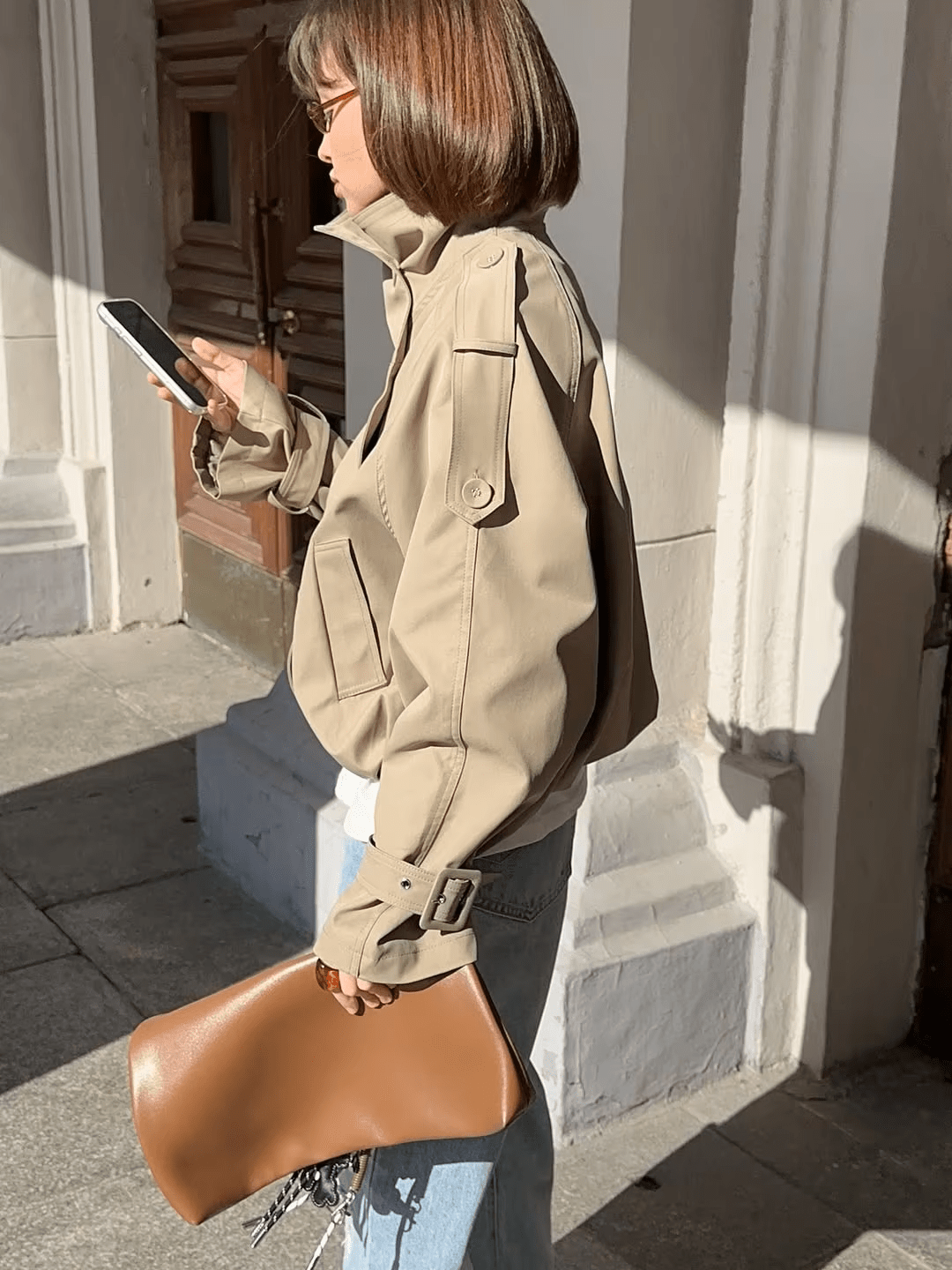 Giacca Trench Corto con Collo Alto Natalie