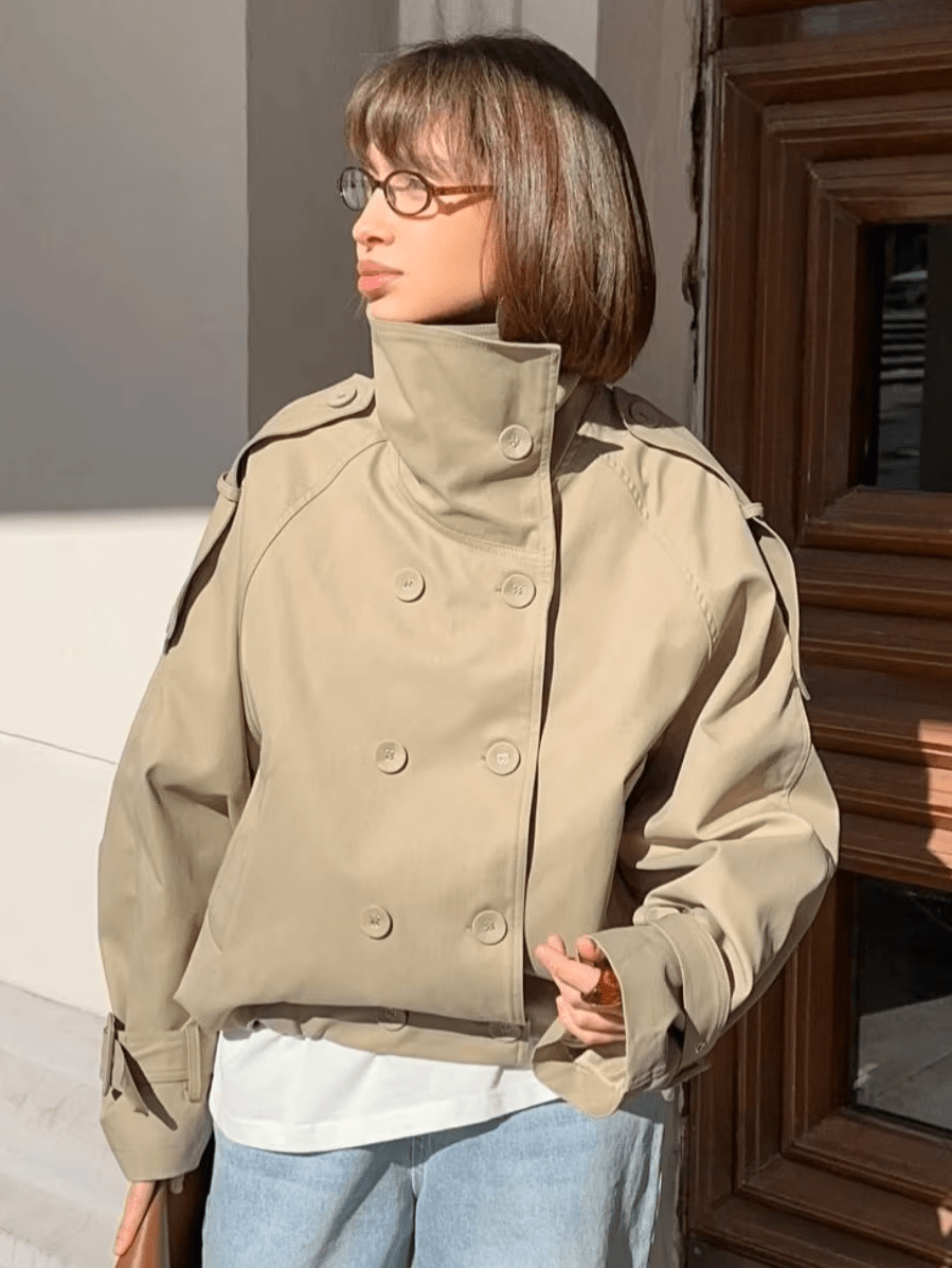 Giacca Trench Corto con Collo Alto Natalie