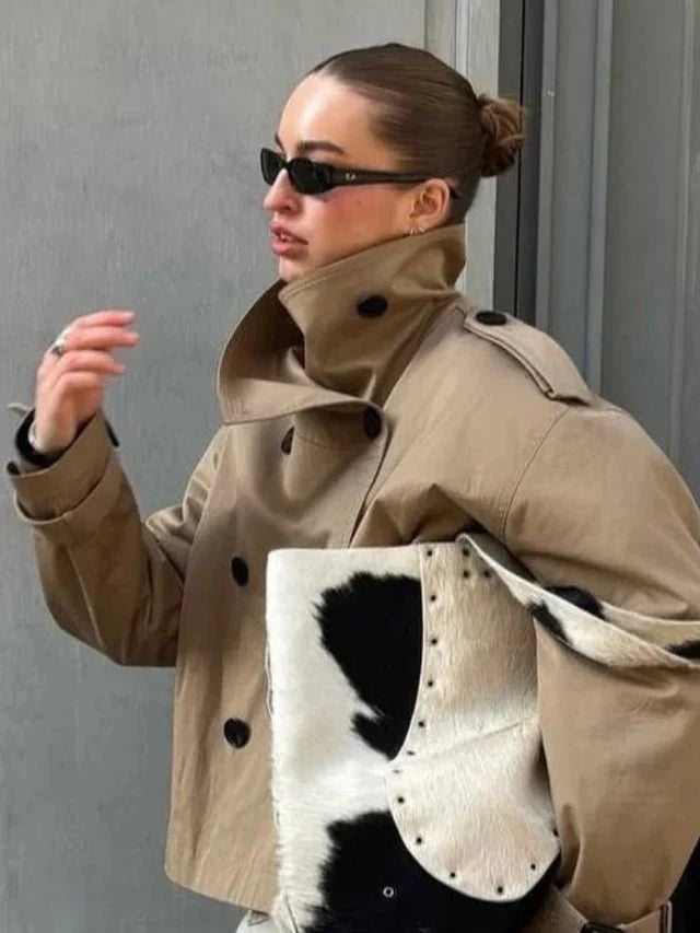 Anna taillierter Kurz-Trench mit Gürtel