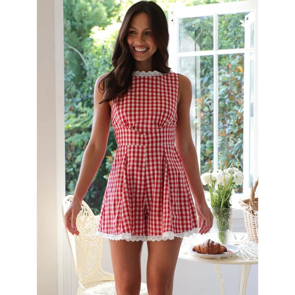 Loredana Karo-Ärmelloser Overall mit weitem Bein