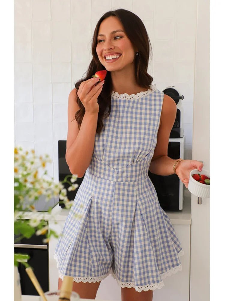 Loredana Karo-Ärmelloser Overall mit weitem Bein