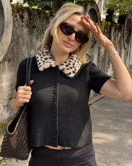 Haut cardigan en maille avec bordure en fausse fourrure Ella