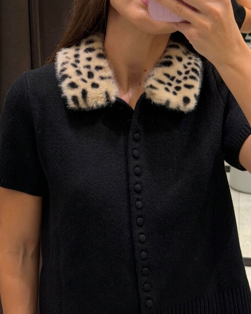 Haut cardigan en maille avec bordure en fausse fourrure Ella