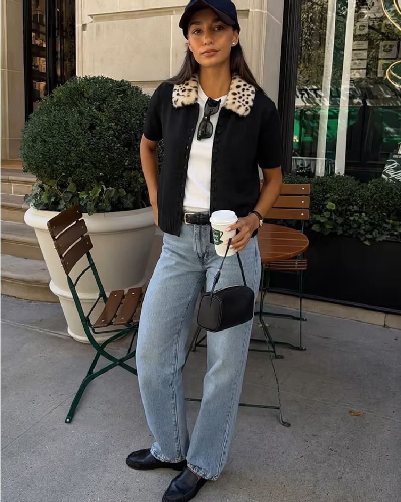 Haut cardigan en maille avec bordure en fausse fourrure Ella