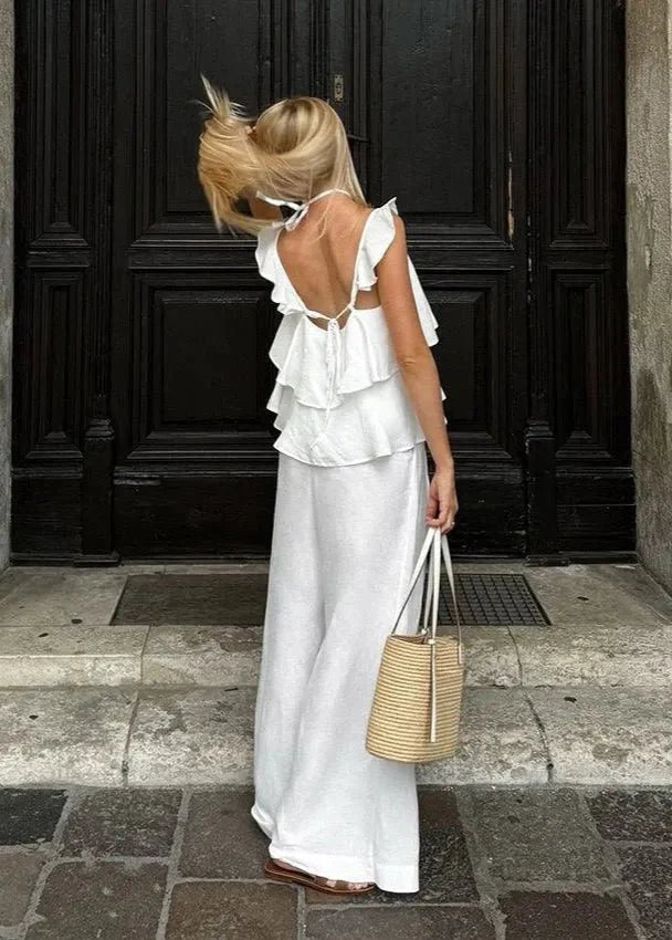 Mara Flowy Rüschen-Top und Hose Set