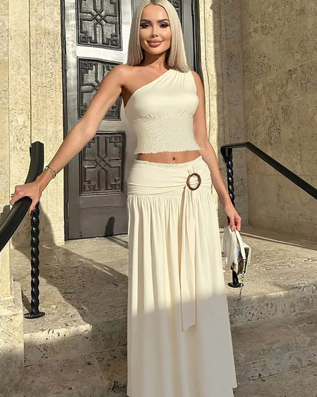 Completo gonna maxi con cintura Bethany